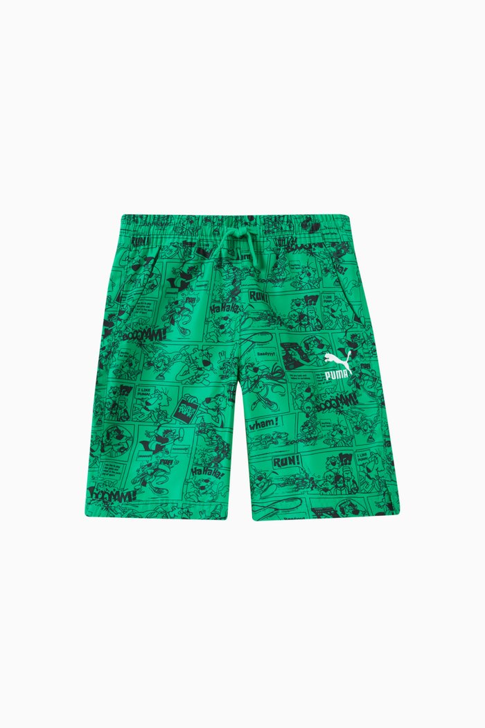 

Super Cartoon-print Shorts, Green