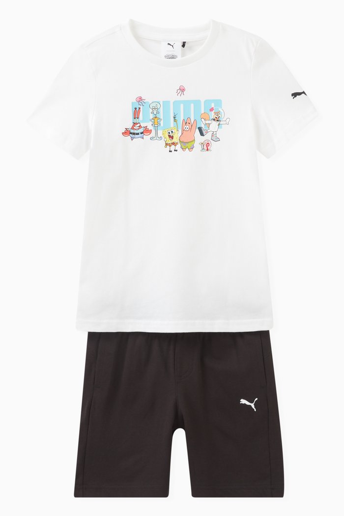 

x Spongebob-motif Logo T-shirt Set in Cotton, White