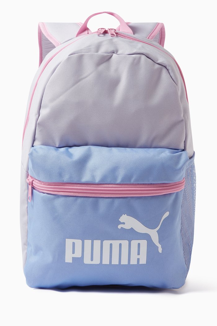 Logo Print Backpack in Nylon, Purple