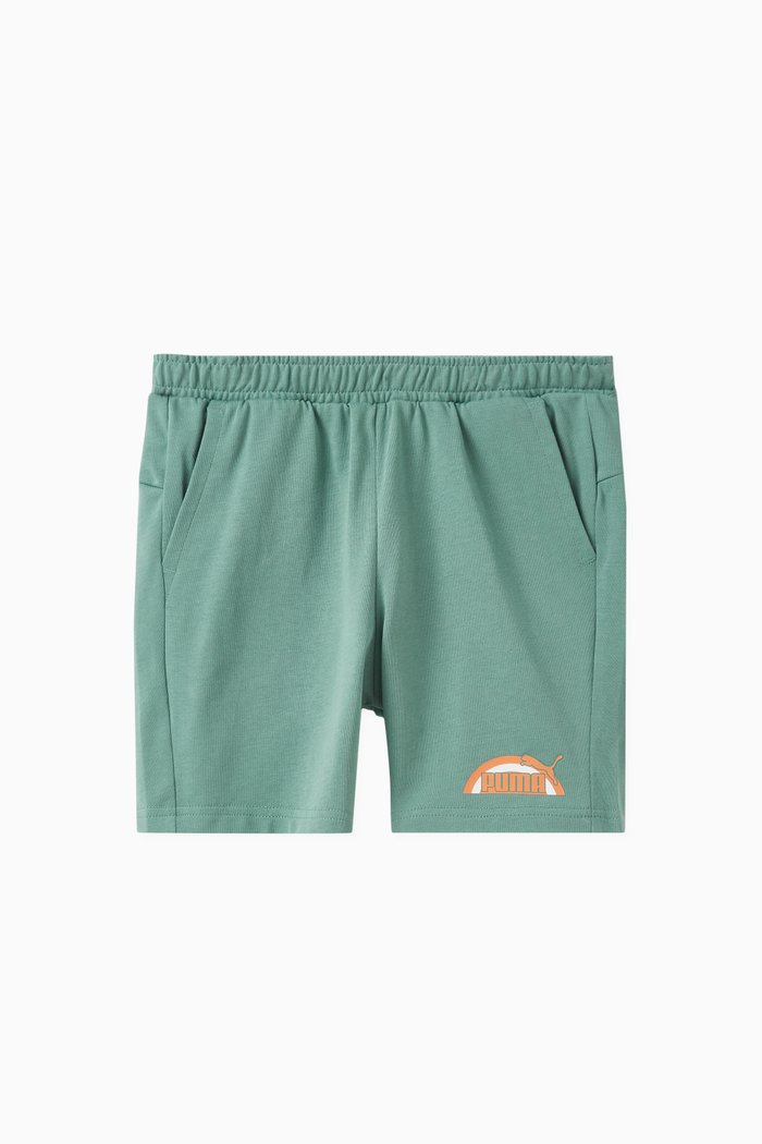 Logo-print Shorts in Cotton-blend, Green