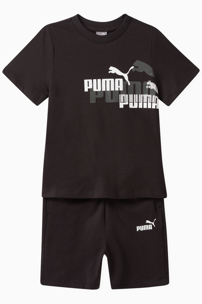 

Logo T-shirt and Shorts Set in Cotton, Black