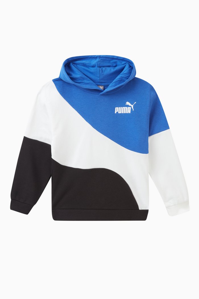 

Colour-block Logo Hoodie in Cotton-blend, Blue