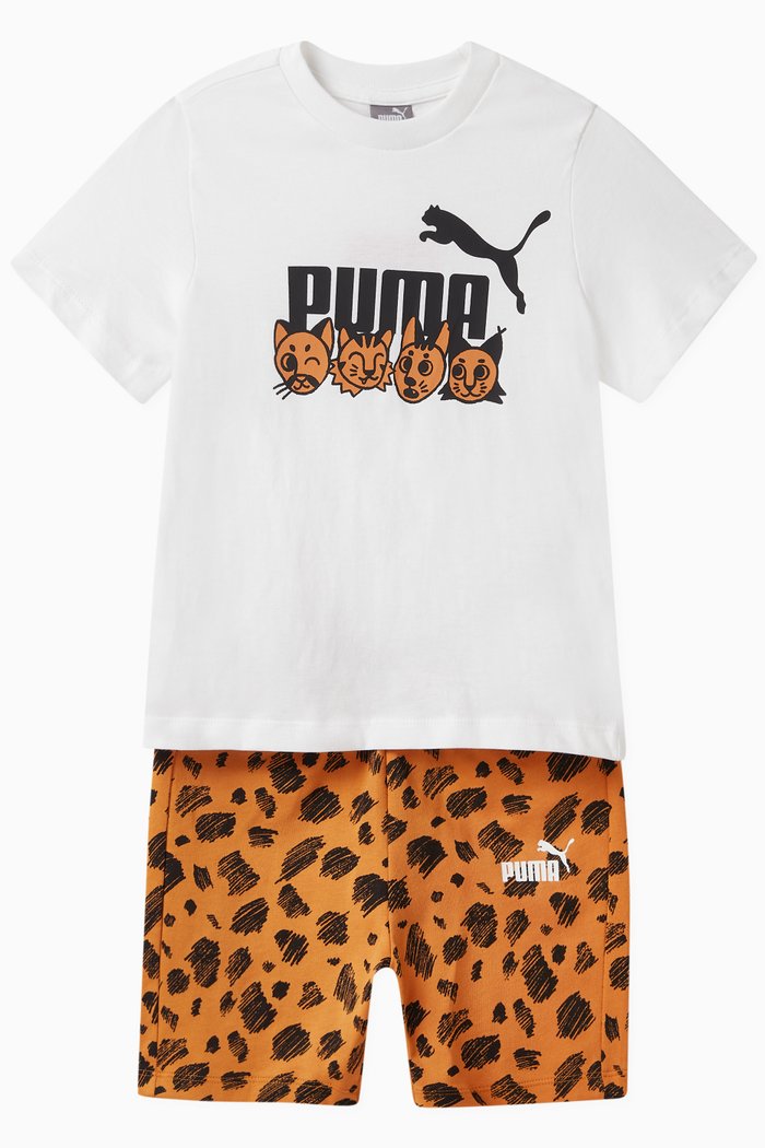 

Animal-print Logo T-shirt Set in Cotton, White