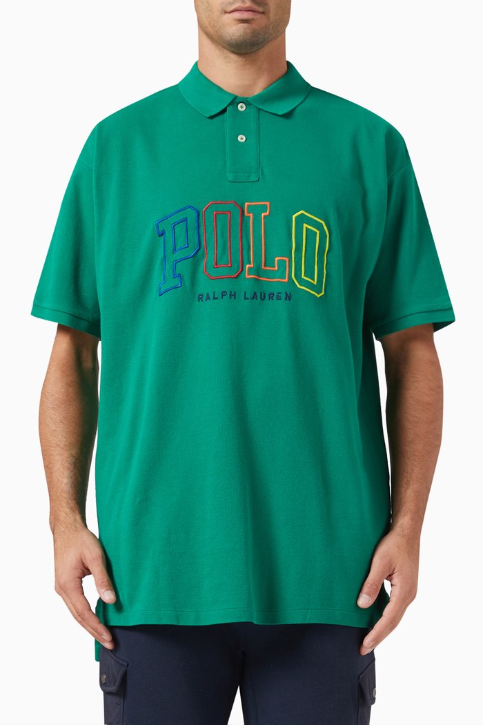 Logo Polo Shirt in Cotton, Green
