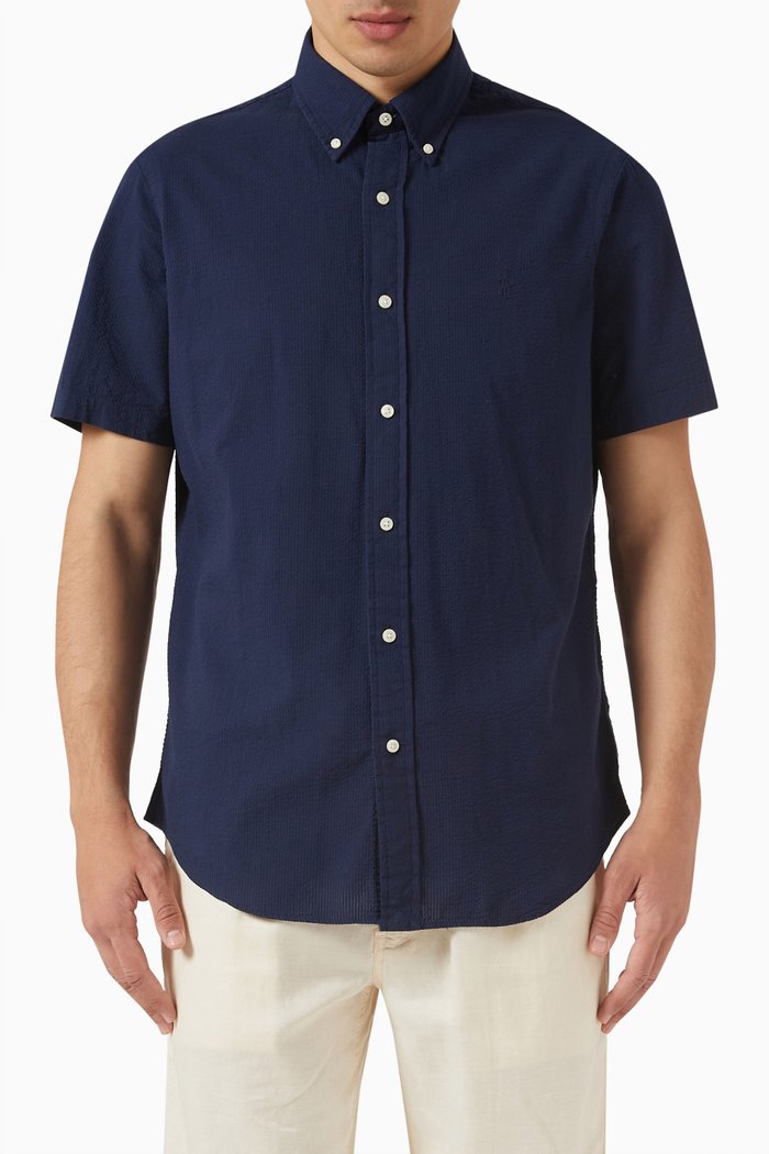 

Logo Sport Shirt in Cotton, Blue