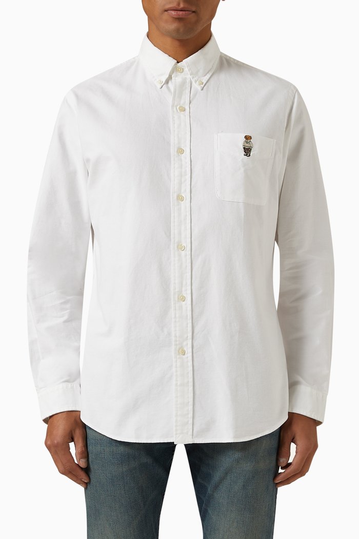 

Polo Bear Oxford Shirt in Cotton, White