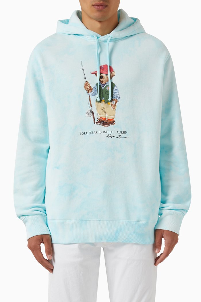 

Polo Bear Hoodie in Cotton Fleece, Blue