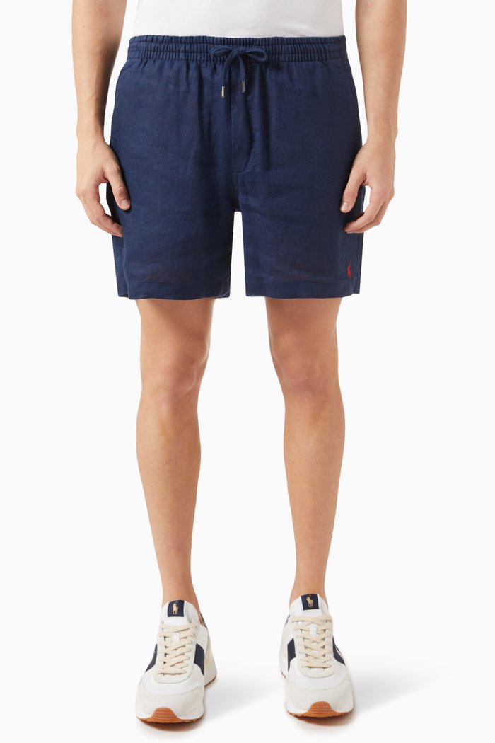 

Logo Shorts in Linen, Blue