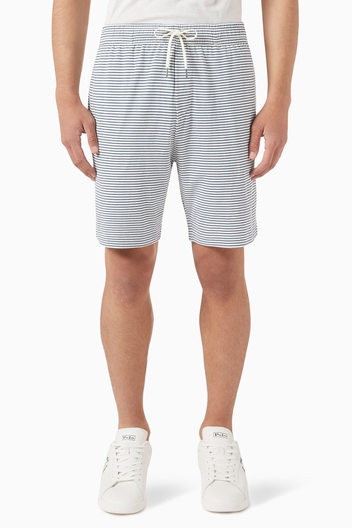 

Athletic Striped Shorts in Cotton Jersey, Blue