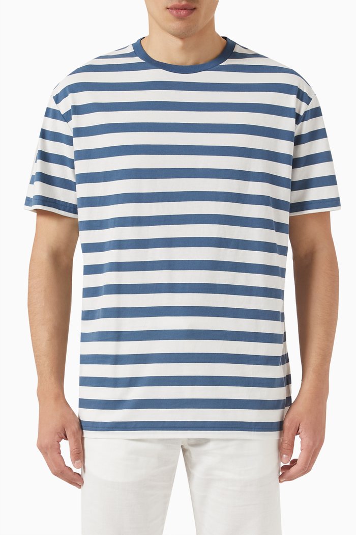 

Striped T-shirt in Cotton Jersey, Blue