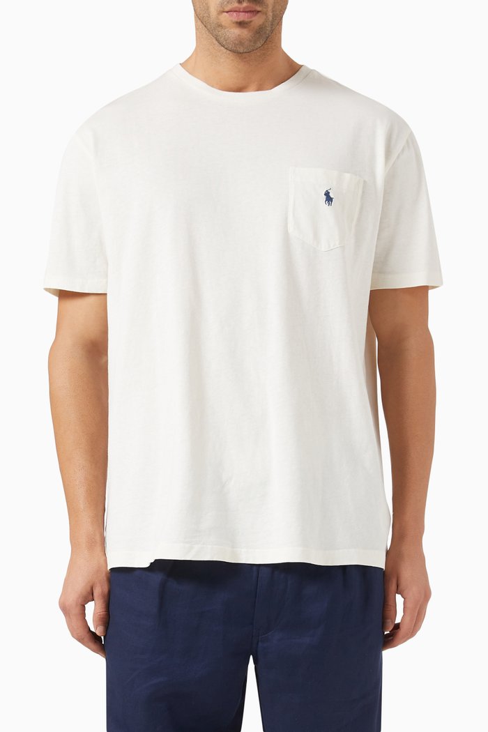 

Logo Patch Pocket T-shirt in Cotton Blend, Neutral