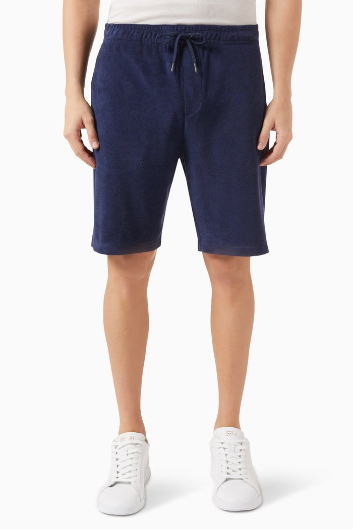 Logo Shorts in Cotton Terry, Blue