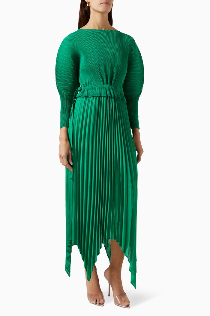 

Alia Pleated Midi Dress, Green