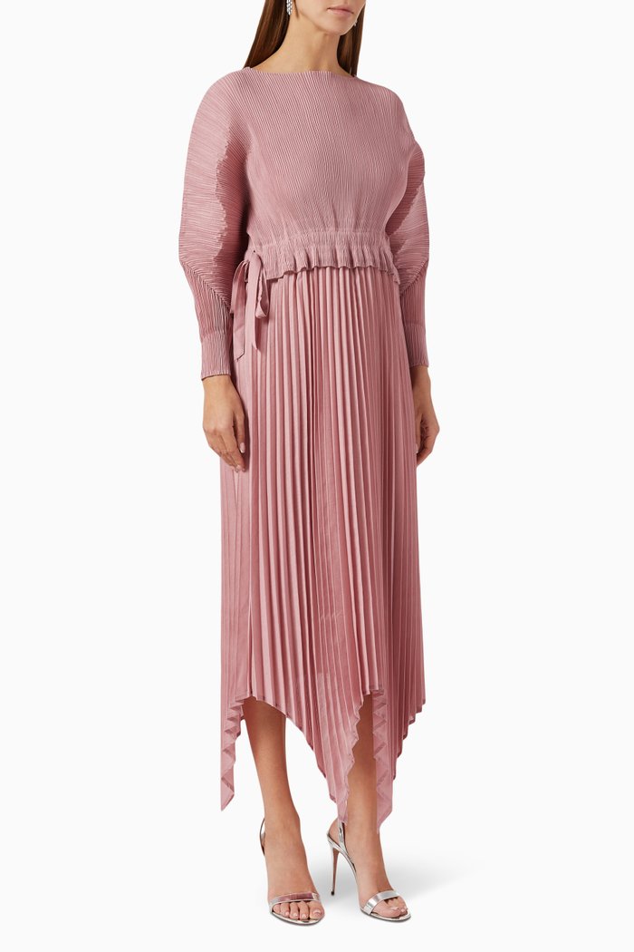 

Alia Pleated Midi Dress, Pink
