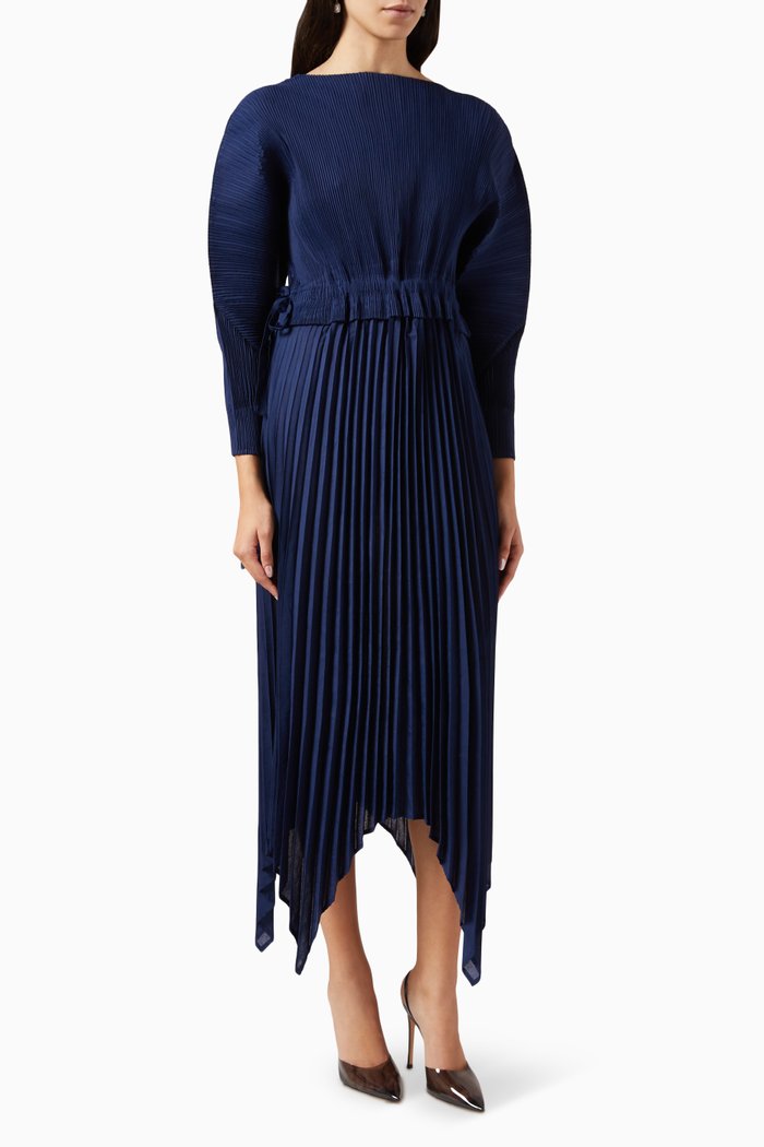 

Alia Pleated Midi Dress, Blue