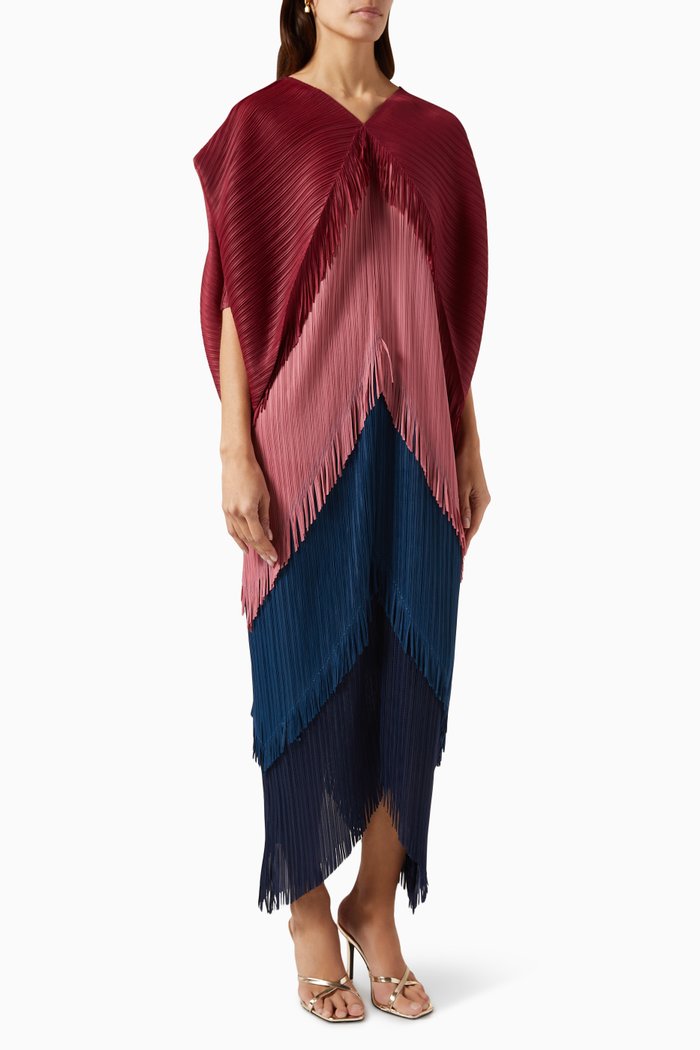 

Kimono Fringe Dress in Crinkled Nylon, Multicolour