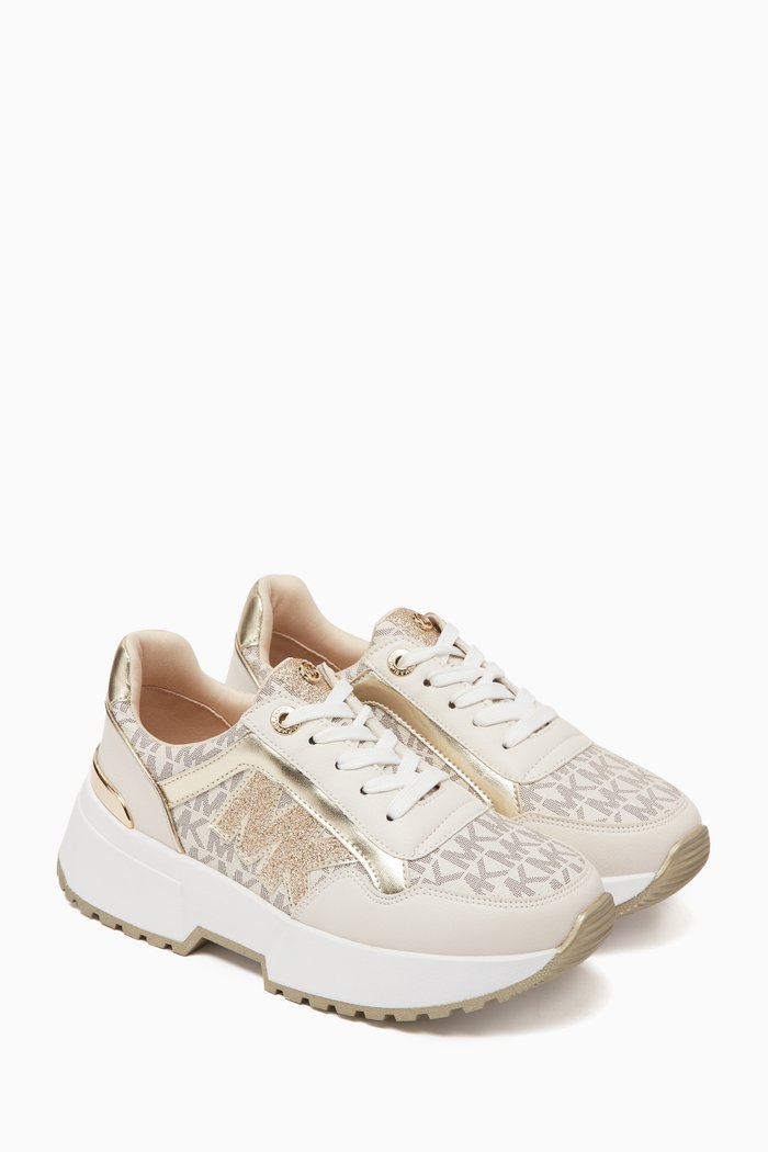 

Cosmo Maddy Sneakers in Faux Leather & Rubber, Gold