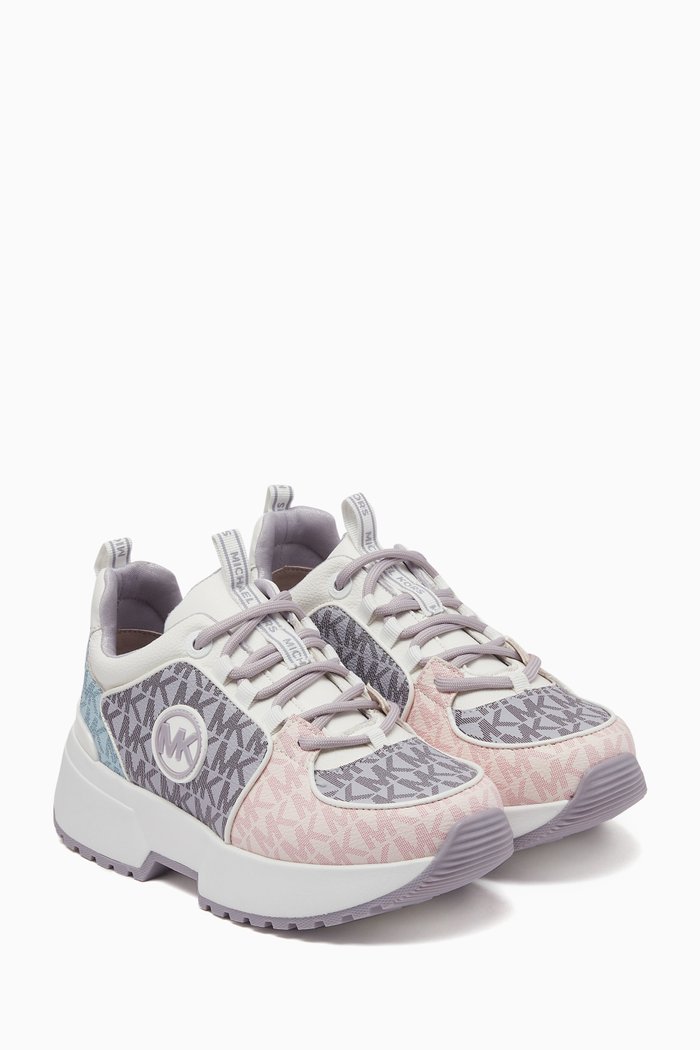Cosmo Sylvia Colour-block Sneakers in Faux Leather & Rubber, Multicolour
