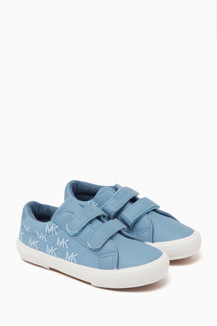 

Izetta Embroidered Sneakers in Faux Leather, Blue