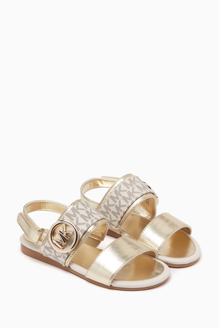 

Logo Sandals in Faux Leather, Gold