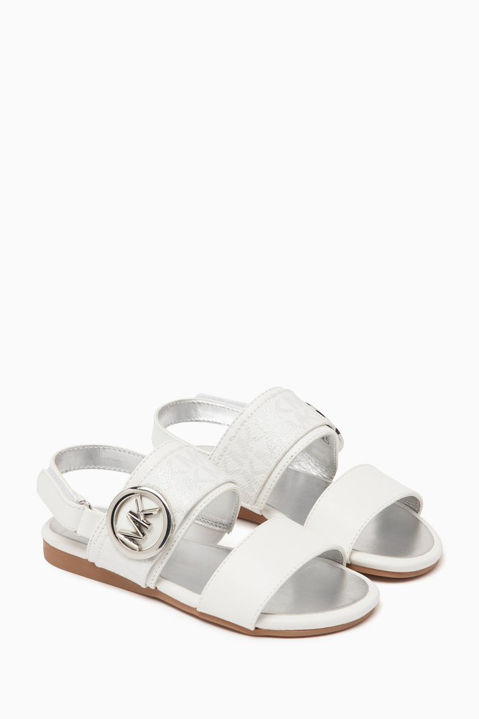 

Logo Sandals in Faux Leather, White