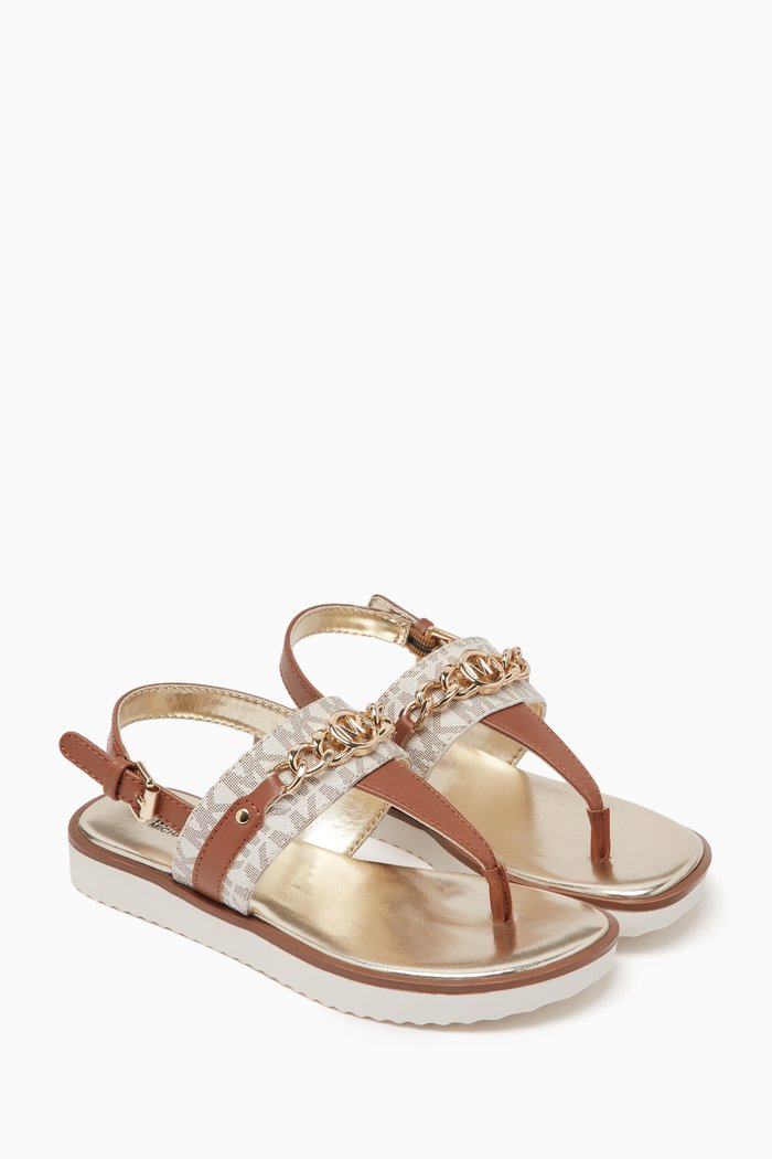 

Monogram Thong Sandals in Faux Leather, Gold