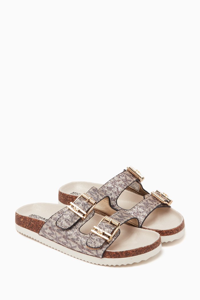 

Lorek Monogram Sandals in Faux Leather, Gold