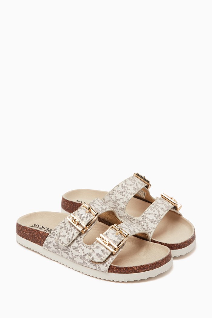 

Lorek Monogram Sandals in Faux Leather, Gold