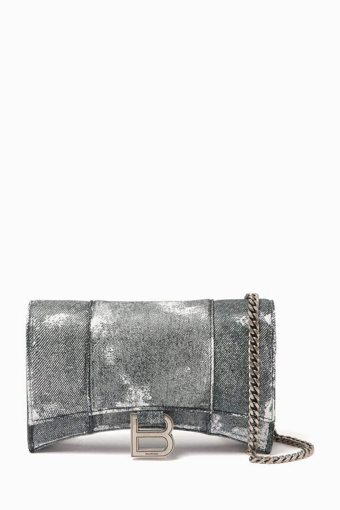 

Hourglass Wallet on Chain in Denim, Black
