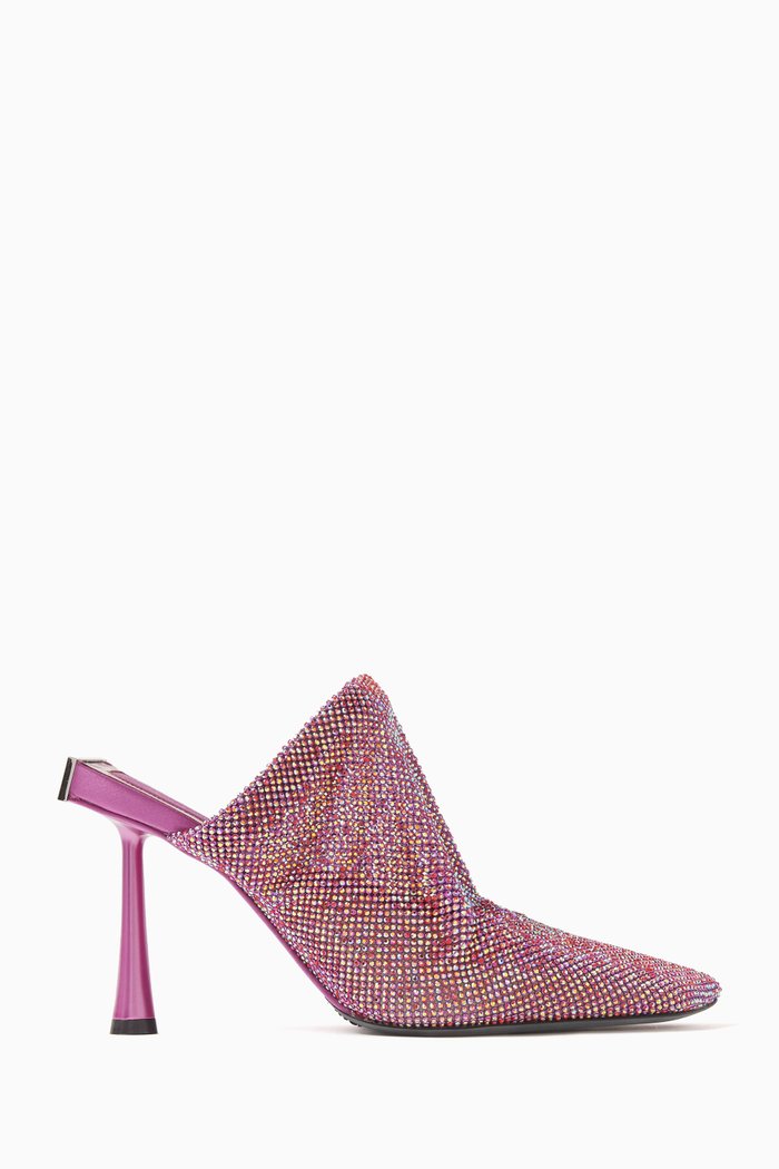 

Goliarda 95 Mule Heels in Crystal Mesh, Pink