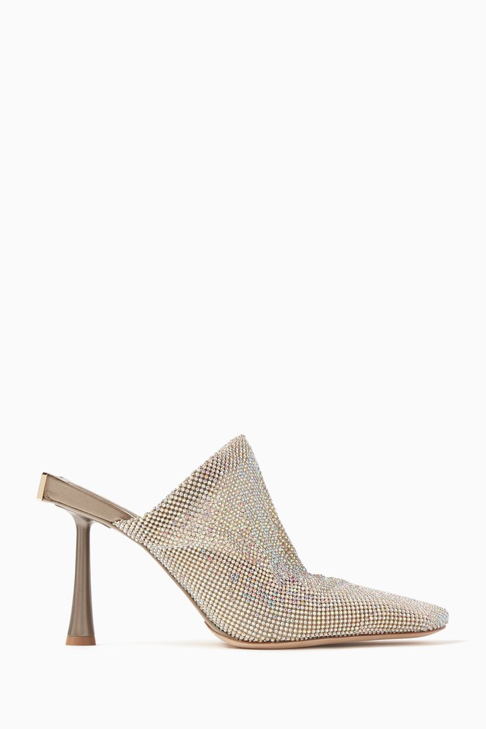 

Goliarda 95 Mules in Crystal Mesh, Silver