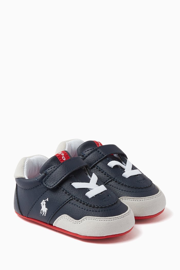 

Train 89 Logo Top Sneakers in Faux Leather, Blue