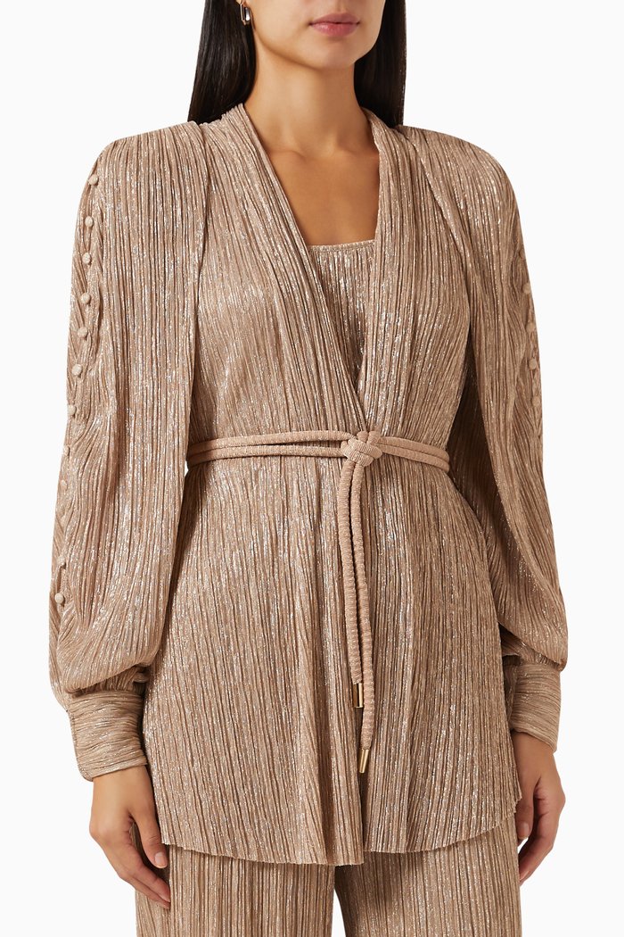 

Shimmer Belted Jacket in Lurex Blend, Yellow