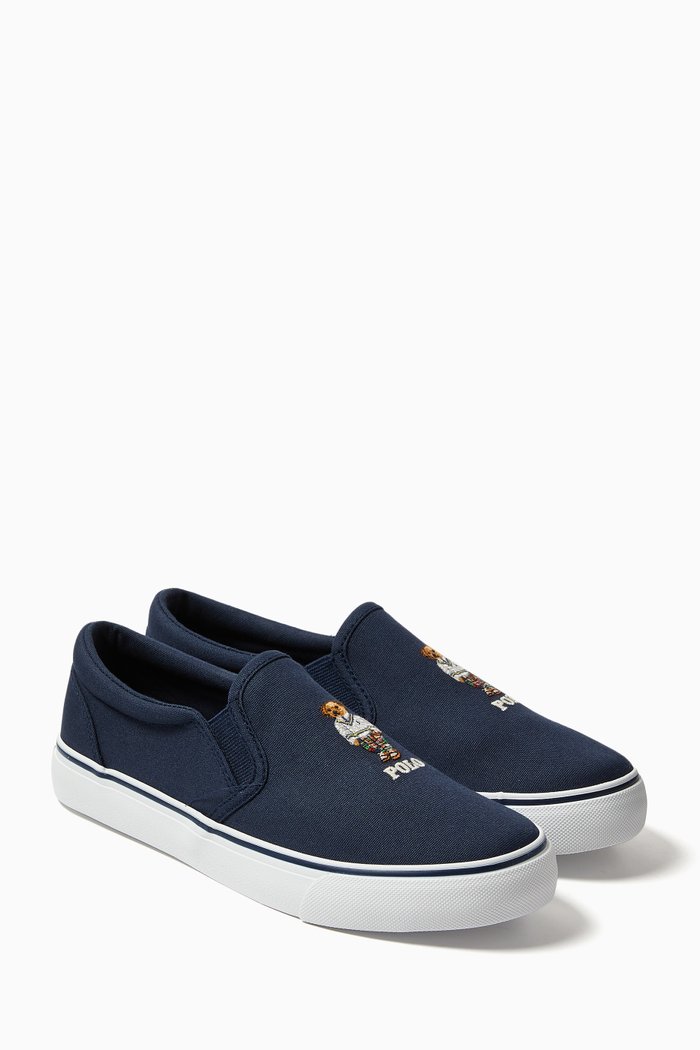 

Keaton Slip on Bear Sneakers in Canvas, Blue