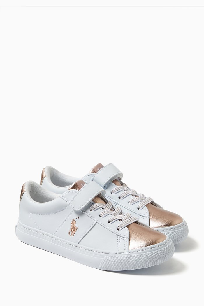 

Sayer PS Logo Sneakers in Faux Leather, Gold