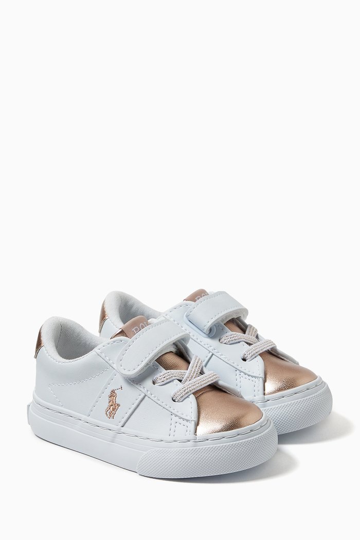 

Sayer PS Logo Sneakers in Faux Leather, Gold