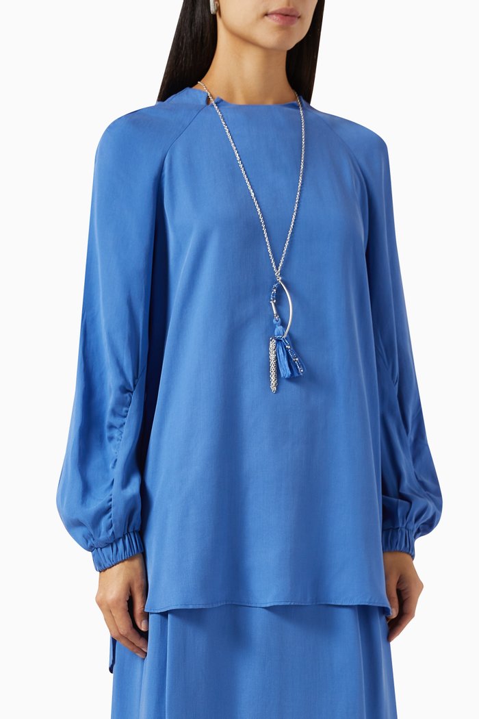 

Raglan-sleeve Top in Tencel, Blue