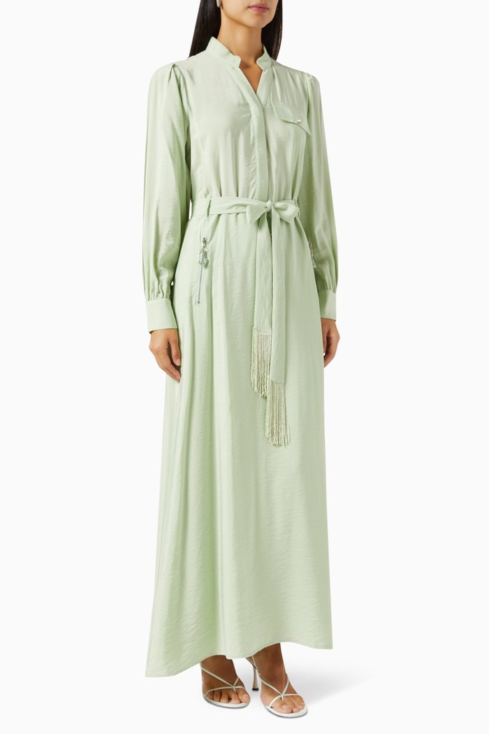 

Belted Maxi Dress in Viscose, Green