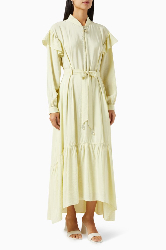 

Flared Zip-front Maxi Dress in Viscose-blend, Yellow