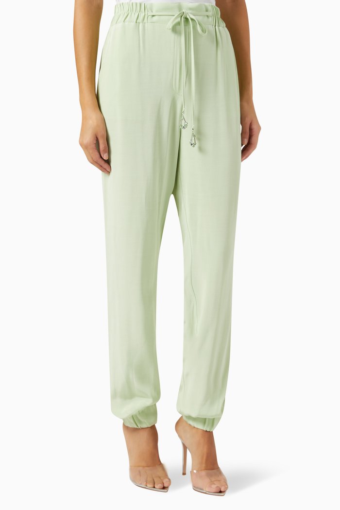 

Drawstring Pants in Viscose, Green