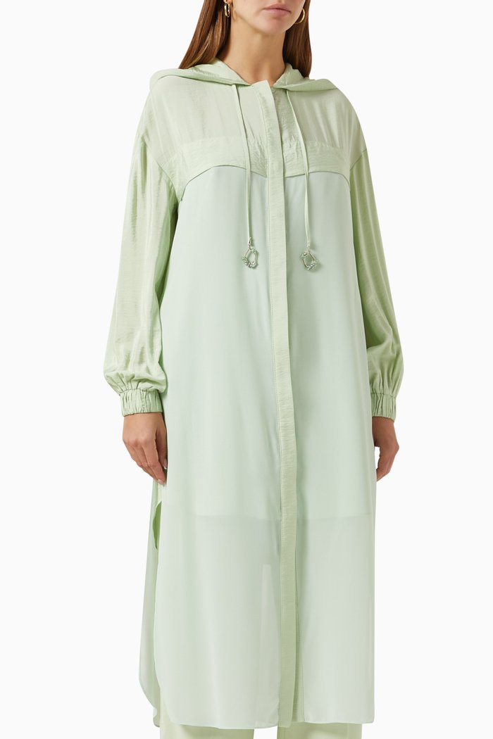 

Hooded Tunic in Crepe, Green