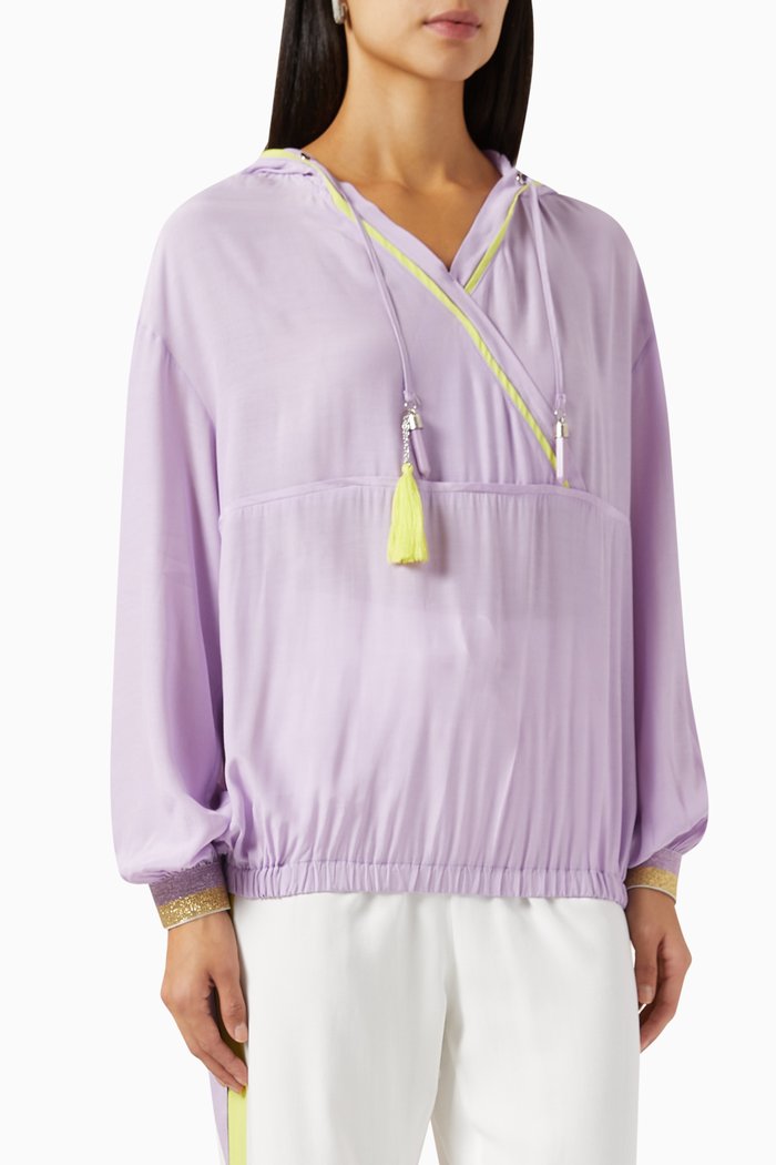 

Tassel-tipped Hoodie in Viscose, Purple