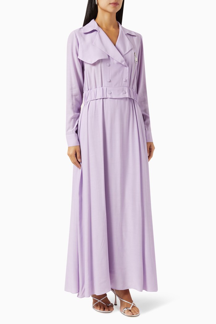 

Double-breasted Maxi Dress in Viscose, Purple