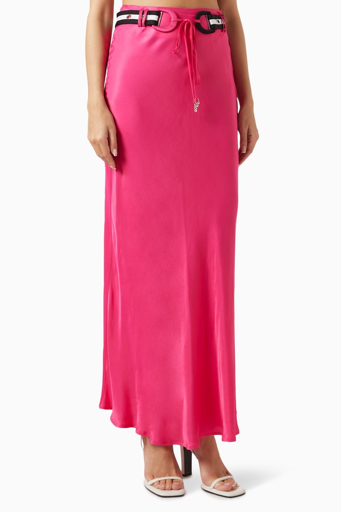 

Belted Midi Skirt in Viscose, Pink