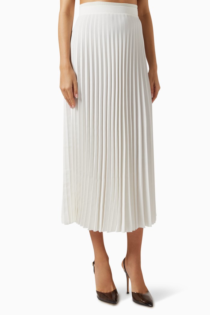 

Pleated Midi Skirt, White