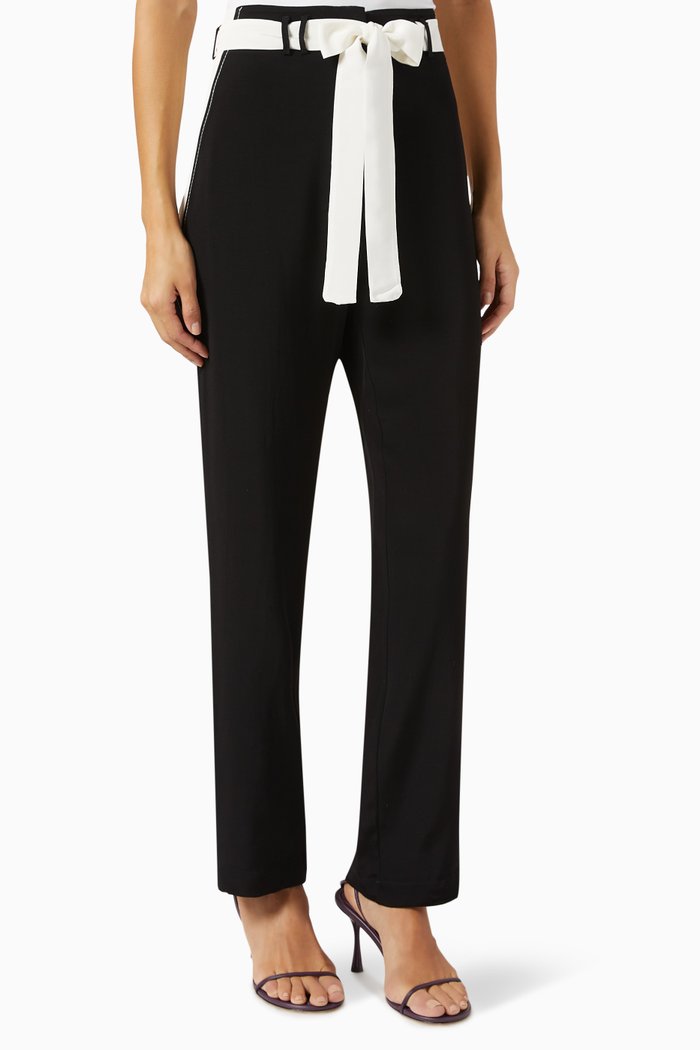 

Belted High-rise Pants in Viscose, Black