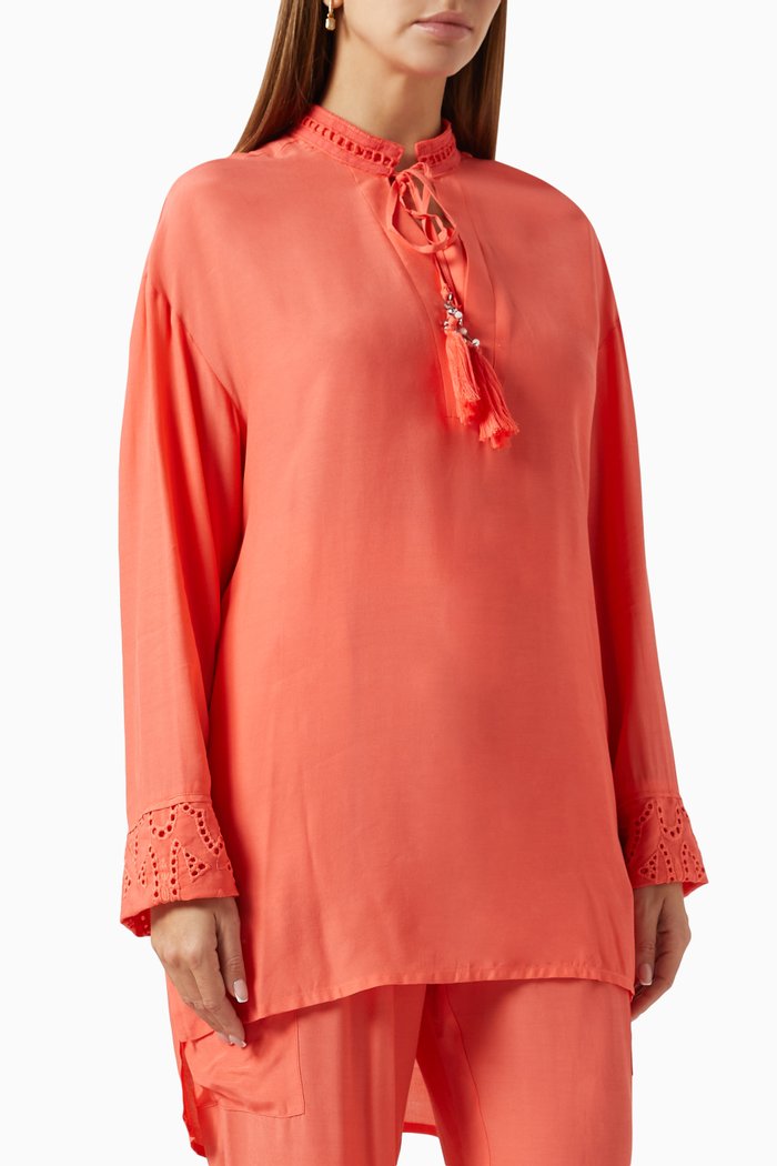 

Embroidered Top in Viscose, Orange