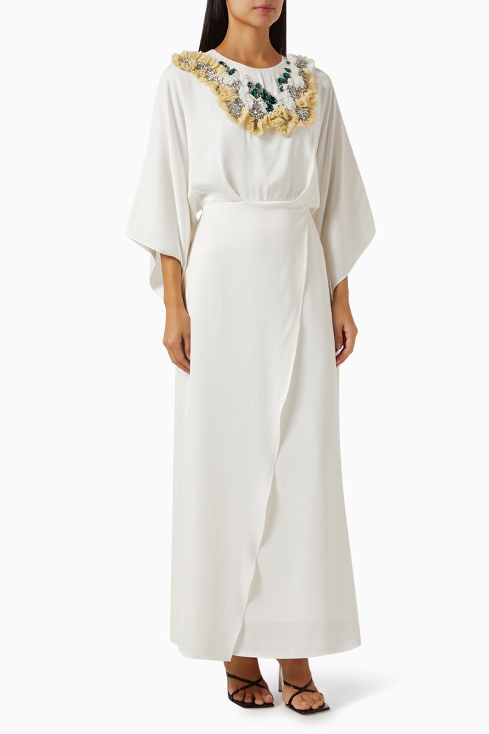 

Embellished Maxi Dress in Viscose-blend, White