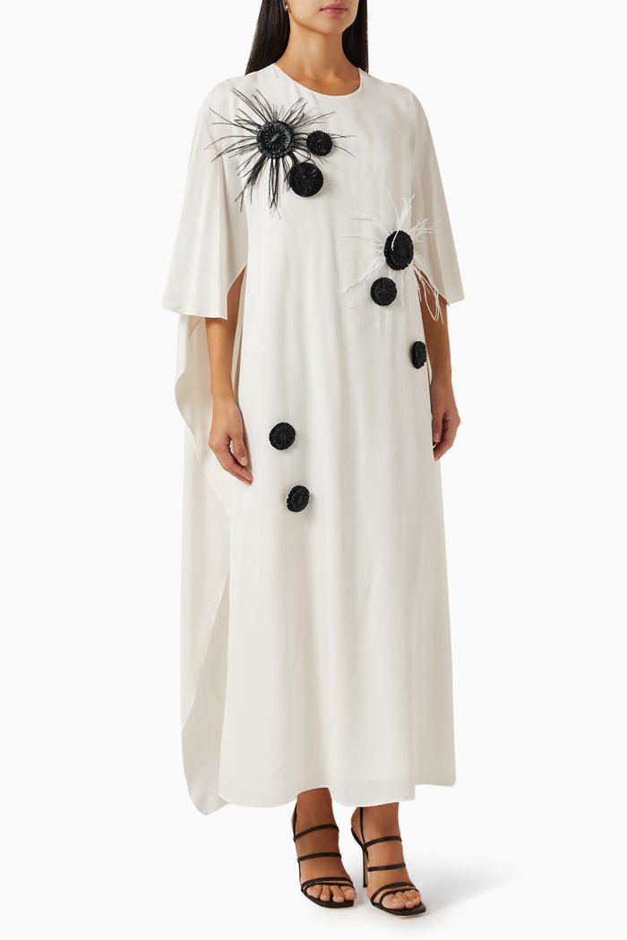 

Floral-embroidered Maxi Dress Cupro, White