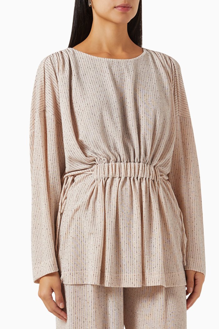 

Shimmer Draped Top in Stretch-nylon Blend, Grey